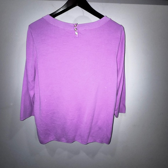 Talbots Plus Size 2X Lavender Cotton Blend Boat Neck 3/4 Sleeve Sweater Bright - Picture 6 of 10